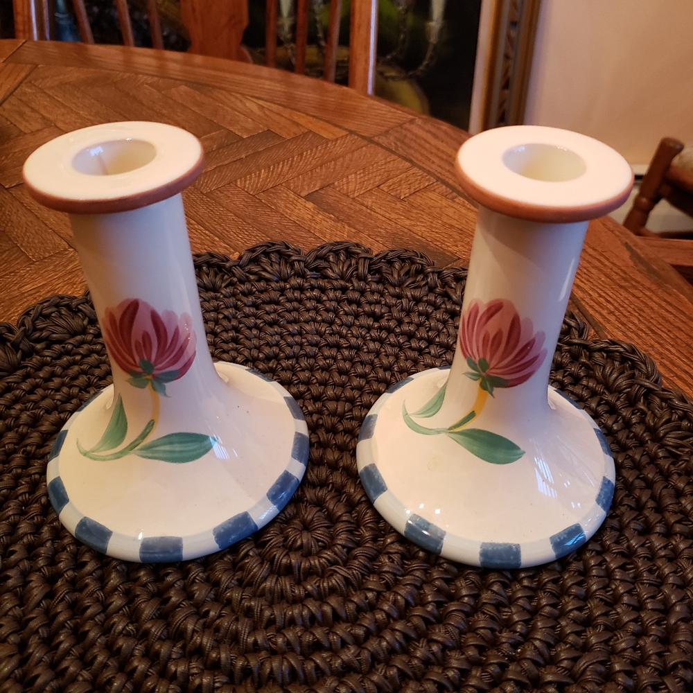 Custom Made Candle Stick Holders WIth Flowers